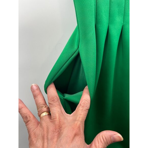 Vince Camuto Wedding Guest Glam Outfit Green Pleated Fit & Flare Dress Sz 4 - Picture 7 of 12